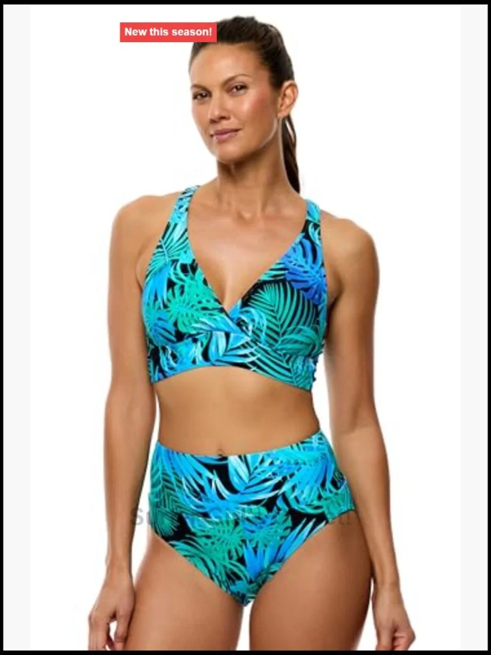 Tahitian Garden Sport Bikini Top with X-Back Adjustable Straps UPF 50